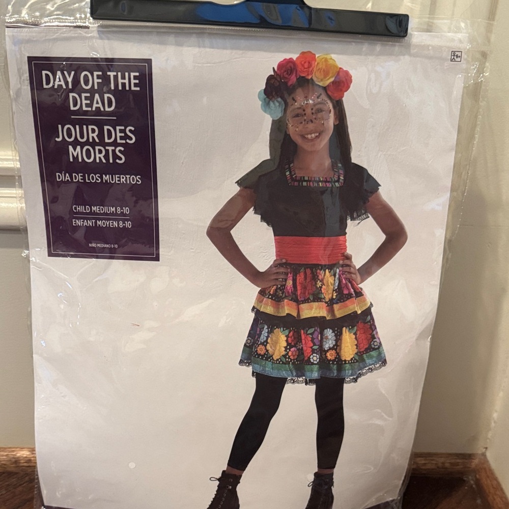 Day of the Dead Kids Costume with Floral Headband
